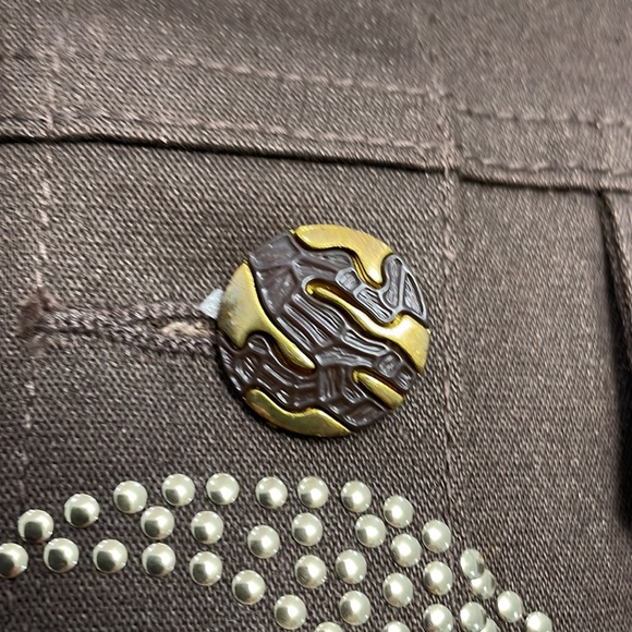 Vintage Dg2 by Diane Gilman Brown Studded Jean Jacket SZ 1X - Picture 8 of 8